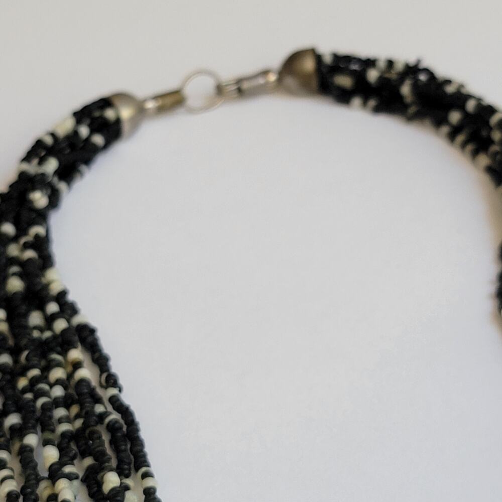 Multi-Layer Monochrome Bib Knot Statement Necklace - image 7